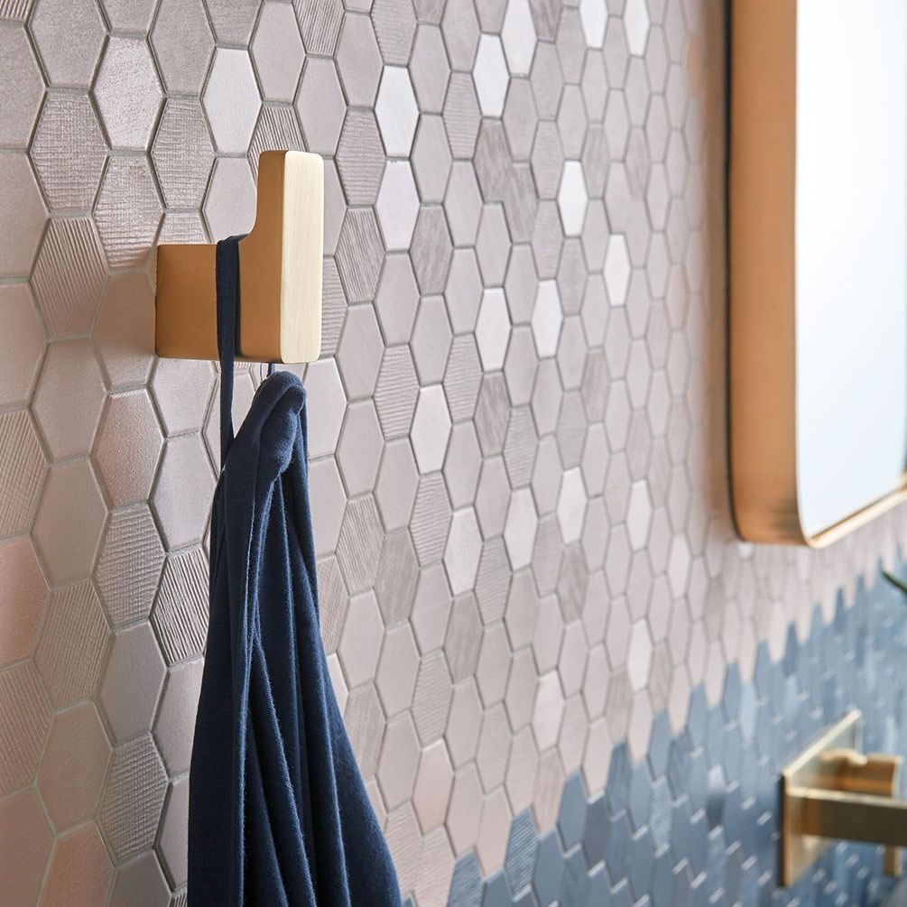 Lifestyle image of Vado Individual Brushed Gold Square Robe Hook